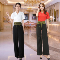 2022 Summer New Foot Bath Workwear Pedicure Shop SPA Massage Technician Suit Woman Suit High Waist Display Slim