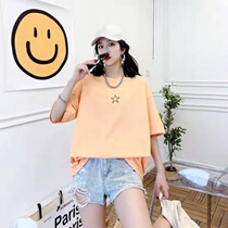 Yaxuan Er clothing womens T-shirt embroidery five-pointed star loose thin casual wild comfortable niche simple