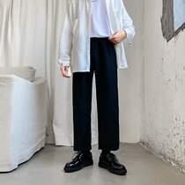 Fall feel wide leg pants straight suit material ankle-length pants Korean trend Net red casual trousers Hong Kong wind summer thin men