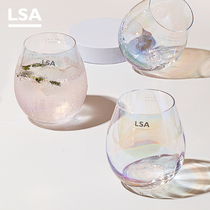 LSA Imported Handmade Glass ins Home Fairy Cup pearl Pearl Red Glass Flat Cup Gift Gift