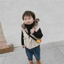 Male baby cotton vest children warm vest autumn winter clothing 2020 new Korean boy hooded coat foreign style