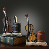 American violin pen holder ornaments high-end retro nostalgic creative desktop office study small decoration decorations