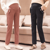 Maternity pants autumn and winter corduroy autumn and winter thickened velvet outside wear fashion leggings warm trousers winter clothes