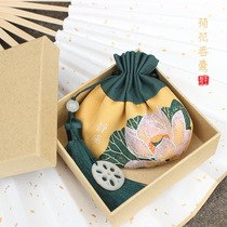 Fabric handmade Lotus sachet sachet Hanfu accessories tassel sachet hanging ornaments Ai leaf sachet
