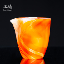 Three times Agate jade porcelain fair cup Male cup tea cup Tea cup Gongfu tea with personality household thickened tea sea