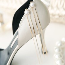  HChen Korean light luxury romantic feminine style Inequality tassel diamond-set long pendant pearl earrings