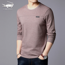 Crocodile collar long sleeve T-shirt mens sweater spring and autumn mens clothing Korean trend young and middle-aged base shirt coat thin