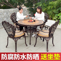 Outdoor table and chairs Courtyard Villa garden Outswing Balcony Minima Casual Open-air Terrace Iron Art Tile Cast Aluminum Table and chairs