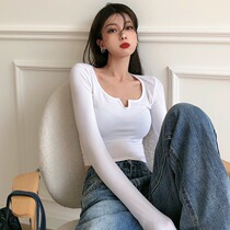 Vanya white blouse in the autumn winter 2023 new sexy sleeve T - shirt short coat