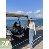 Even hat swarm with long sleeves T-shirt woman 2022 early spring new Korean tie undershirt minimalist Chic design feeling short blouses