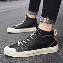 ins mens high-top board shoes 2021 spring new Korean version of the trend plus velvet casual Martin boots increased cotton shoes