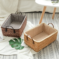 Grass Weaving Wardrobe Containing basket clothing storage box Zero food basket Woven Debris large number toy Desktop containing box