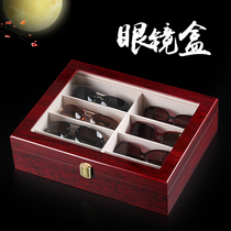 Wooden glasses case deep red sunglasses storage box ink box display box 8 grid wooden eye storage box