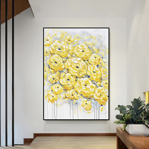 Hand-painted Oil Painting Modern Simplicity Little Fresher Abstract Floral Decoration Painting Genguan Aisle Living Room Background Wall Hanging Painting