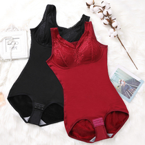 Autumn Winter Thickening Plus Suede Belt Bra Conjoined Shapen Clothes Cashew Waist Beauty Body Slimming Clothes Postpartum Shaping Warm Clothes