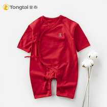 Tongtai newborn jumpsuit baby spring pure cotton big red cotton full moon suit festive one-piece romper pajamas
