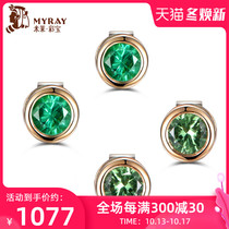 Millai jewelry shaffle Emerald female 18K gold inlay natural green gemstone earrings custom