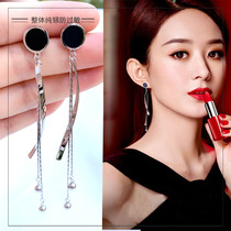 Face thin geometric round earrings female sterling silver Korean long temperament earrings 2021 New Tide Net red earrings