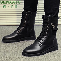 Martin boots men plus velvet warm winter cotton boots high black boots Joker men mens leather boots tooling boots tide