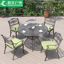 Sunshine outdoor European table and chair wrought iron garden courtyard table and chair outdoor balcony terrace cast aluminum table and chair five sets