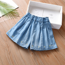 Girl Denim Shorts Soft Out of Summer Thin Children Womens Day Silk 2022 New Summer Clothing Baby Casual Ocean Qi