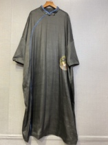 Factory direct sale large size mulberry silk 100% heavy satin embroidery hand beaded custom original dress SJLT2635