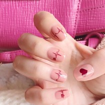 Short Korean version of the little girl student daily hand nail piece finished New Year nail art finger early paste fake nails waterproof