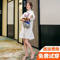 Maternity dress summer new dress short sleeve medium long suit loose fashion hot mom personality summer skirt trend