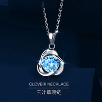 Lucky Blue Zirconium Silver Platinum Recommended Luxury Sterling Silver Necklace Original Design Tanabata Valentine's Day Girlfriend Gift