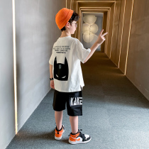 Childrens clothing boy short sleeve set summer 2021 new large childrens two-piece handsome foreign leisure Korean version of tide clothes