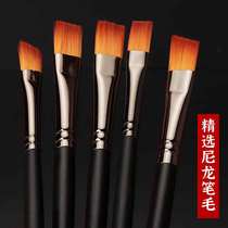 Black Knight Nylon Pingfeng Water Chalk Inclined Front Brush Pen Paint Color Pen Acrylic Oil Painting Brush Student Full Set of Art Students Specialized Wolf Watercolor Mia Painting Brush