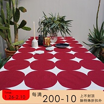 (Draft ciaogao) Original Design Hand-painted Nordic Simple New Year Christmas Red Dot Blended Tablecloth