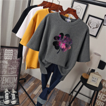 2021 Size Womens Summer Dress Slim Short Sleeve Korean base shirt Tibetan Meat T-shirt Fat Sister Loose Half Sleeve Top