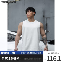BLUESFLY Fitness Vest Mens Pure Color Loose Casual Training Sleeveless Kan Shoulder Sport T-Shirt Small Kan Shoulder Blouse