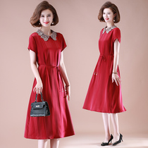 Mother temperament summer mulberry silk dress foreign style happy mother-in-law wedding dress Noble Silk middle-aged womens clothing