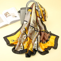 Summer silk scarf New silk satin printed scarf Korean version thin gauze towel Wild silk sunscreen shawl