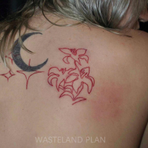Wasteland plan original design cute hipster tattoo suit moon flower aesthetic tattoo sticker