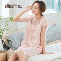 Sleepwear Women Summer Pure Cotton Short Sleeves Seven Pants Home Conserved Summer Thin all cotton shuttle woven cotton fabric Two suits