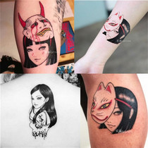 Japanese Tomie manga Dark girl series tattoo stickers Fox mask Dark Prajna mask tattoo stickers