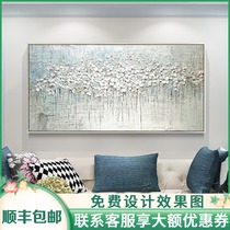 Hand painted oil painting Simple modern Nordic living room decoration Sofa back background wall abstract three-dimensional rich tree hanging painting