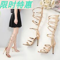 women high cut hollow summer boots ladies high heel sandals