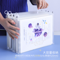 A4 large-capacity test paper storage bag for students cute cartoon transparent subject classification thick file bag zipper Primary School a5 plastic waterproof portable file bag multifunctional stationery bag Office