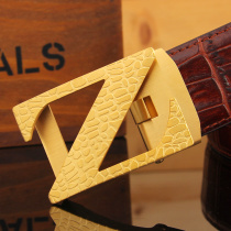 Love Blue Fort business crocodile pattern head layer cowhide mens belt automatic buckle stainless steel z leather belt youth