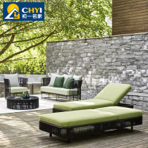 Balcony rattan chair outdoor reclining bed swimming pool lounge beach chair lazy recliner Villa courtyard nap leisure chair