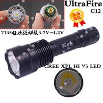 UltraFire C12 CREE V3 flat head HI spotlight bead 7135 constant current 18650 rechargeable flashlight