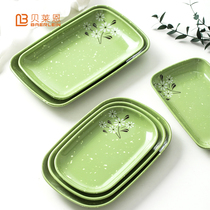 Melamine tableware Sausage plate Breakfast plastic rectangular plate Hot pot barbecue restaurant plate dish plate Snack plate Commercial