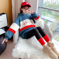 Girls autumn and winter suit Korean version plus velvet 8 thickened 9 girls 10 tide 12 fashionable 14-year-old middle and big child Mao sweater