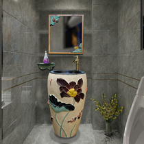 Chinese style column washbasin outdoor wash basin courtyard retro mop pool floor standing column integrated basin combination