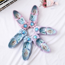 NEW Girl princess shoes Girl leather shoes Aisha Baby shallow mouth frozen soft bottom Aisha childrens crystal shoes