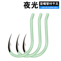 Luminous tube pays thousands of fish hooks with ring holes with barbed triangle teeth sea fishing fluorescent imported big fish hooks
